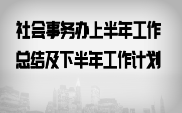 社会事务办上半年工作总结及下半年工作计划