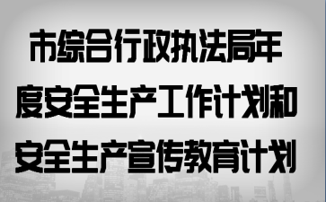 市综合行政执法局年度安全生产工作计划和安全生产宣传教育计划