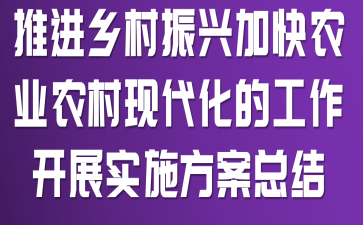 推进乡村振兴加快农业农村现代化的工作开展实施方案总结