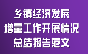 乡镇经济发展增量工作开展情况总结报告范文
