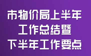 市物价局上半年工作总结暨下半年工作要点