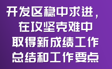 开发区稳中求进,在攻坚克难中取得新成绩工作总结和工作要点