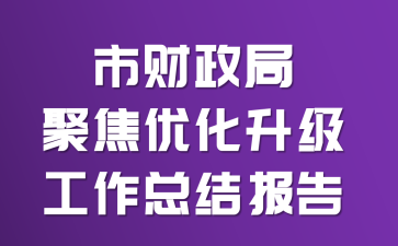 市财政局聚焦优化升级工作总结报告