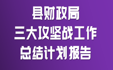 县财政局三大攻坚战工作总结计划报告
