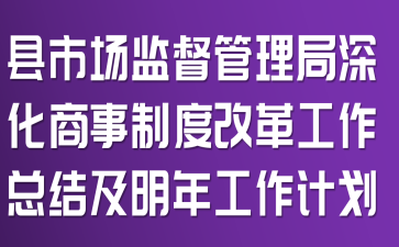 县市场监督管理局深化商事制度改革工作总结及明年工作计划