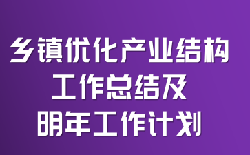 乡镇优化产业结构工作总结及明年工作计划