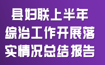 县妇联上半年综治工作开展落实情况总结报告