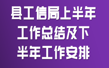 县工信局上半年工作总结及下半年工作安排
