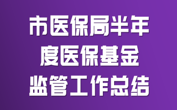 市医保局半年度医保基金监管工作总结