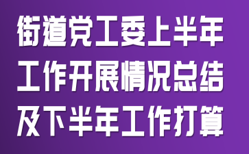 街道党工委上半年工作开展情况总结及下半年工作打算
