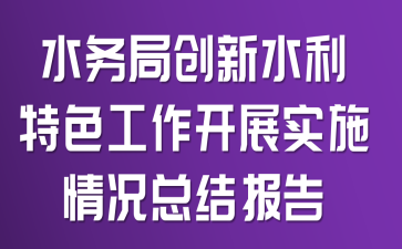 水务局创新水利特色工作开展实施情况总结报告