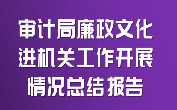 审计局廉政文化进机关工作开展情况总结报告
