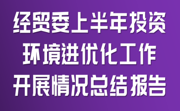区经贸委上半年投资环境进优化工作开展情况总结报告