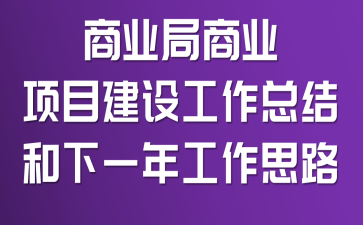 商业局商业项目建设工作总结和下一年工作思路