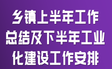 乡镇上半年工作总结及下半年工业化建设工作安排