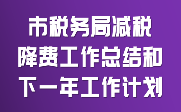 市税务局减税降费工作总结和下一年工作计划