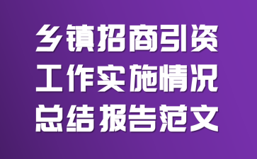 乡镇招商引资工作实施情况总结报告范文