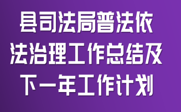 县司法局普法依法治理工作总结及下一年工作计划
