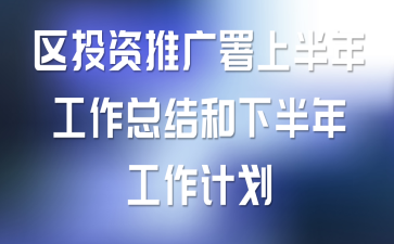 区投资推广署上半年工作总结和下半年工作计划