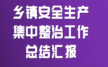 乡镇安全生产集中整治工作总结汇报