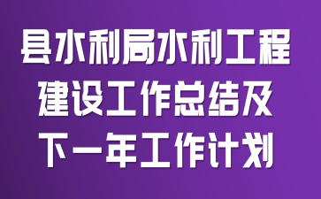 县水利局水利工程建设工作总结及下一年工作计划