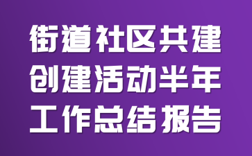 街道社区共建创建活动半年工作总结报告