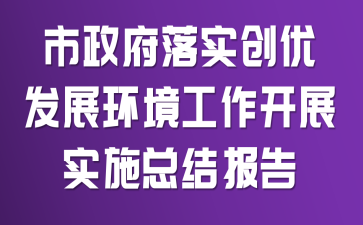 市政府落实创优发展环境工作开展实施总结报告