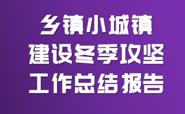 乡镇小城镇建设冬季攻坚工作总结报告