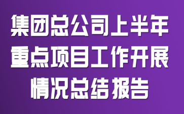 集团总公司上半年重点项目工作开展情况总结报告
