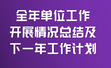全年单位工作开展情况总结及下一年工作计划