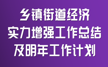 乡镇街道经济实力增强工作总结及明年工作计划