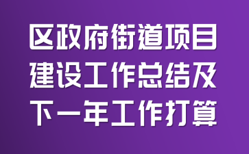 区政府街道项目建设工作总结及下一年工作打算