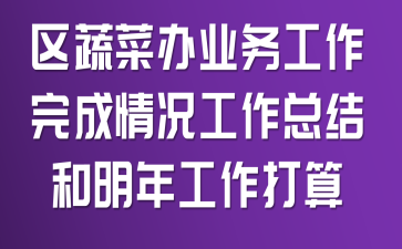 区蔬菜办业务工作完成情况工作总结和明年工作打算