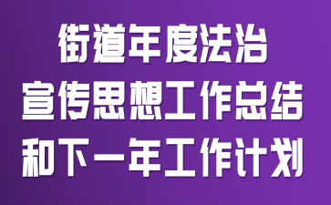 街道年度法治宣传思想工作总结和下一年工作计划
