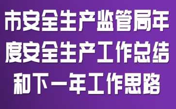 市安全生产监管局年度安全生产工作总结和下一年工作思路