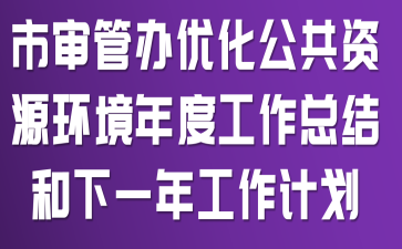 市审管办优化公共资源环境年度工作总结和下一年工作计划