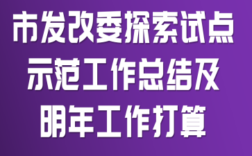 市发改委探索试点示范工作总结及明年工作打算