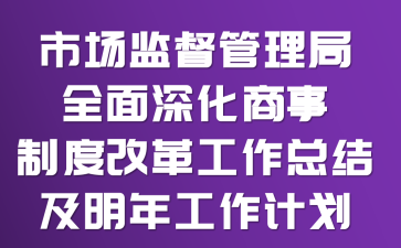市场监督管理局全面深化商事制度改革工作总结及明年工作计划