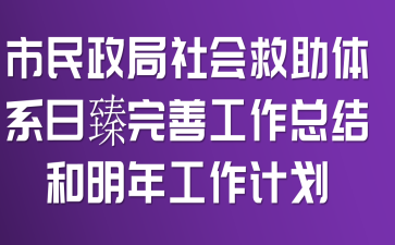 市民政局社会救助体系日臻完善工作总结和明年工作计划