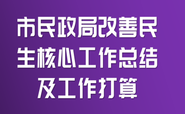 市民政局改善民生核心工作总结及工作打算