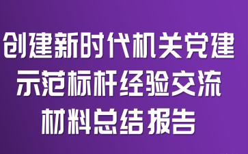 创建新时代机关党建示范标杆经验交流材料总结报告