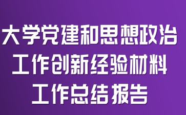 大学党建和思想政治工作创新经验材料工作总结报告
