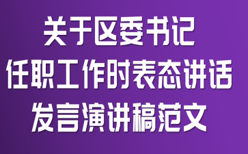 关于区委书记任职工作时表态讲话发言演讲稿范文