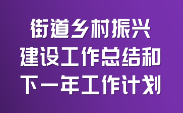街道乡村振兴建设工作总结和下一年工作计划