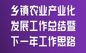 乡镇农业产业化发展工作总结暨下一年工作思路