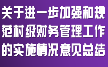 关于进一步加强和规范村级财务管理工作的实施情况意见总结