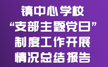 镇中心学校“支部主题党日”制度工作开展情况总结报告