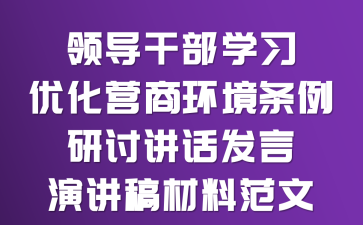 领导干部学习《优化营商环境条例》研讨讲话发言演讲稿材料范文