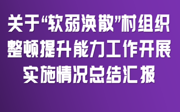 关于“软弱涣散”村组织整顿提升能力工作开展实施情况总结汇报