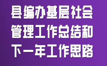 县编办基层社会管理工作总结和下一年工作思路